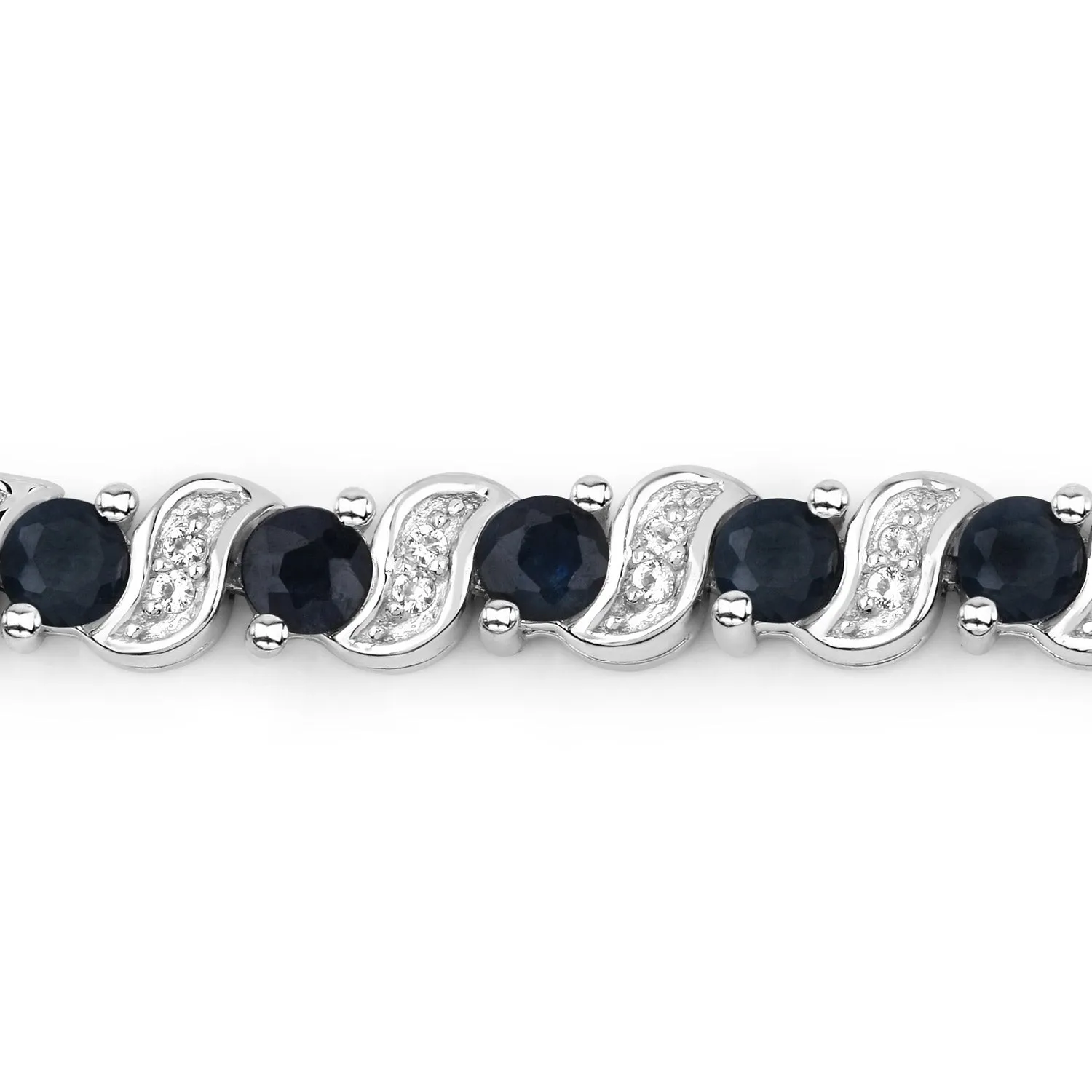 Genuine Blue Sapphire and White Topaz Bolo Bracelet