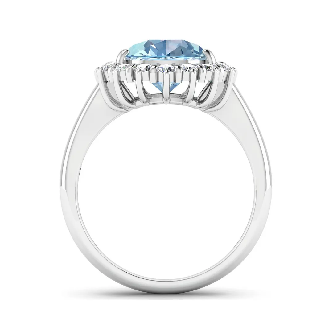 Genuine Diamond Aquamarine Teardrop Engagement Ring