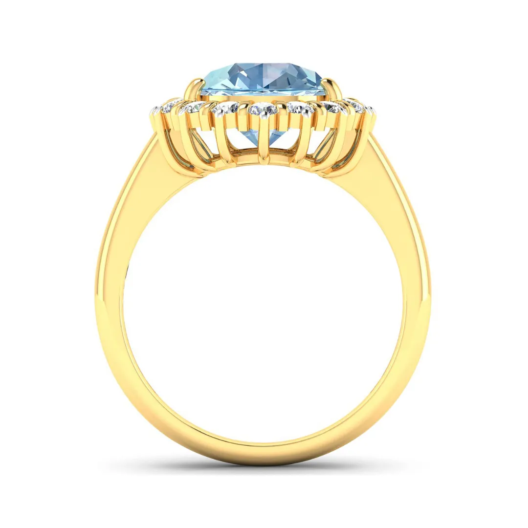 Genuine Diamond Aquamarine Teardrop Engagement Ring