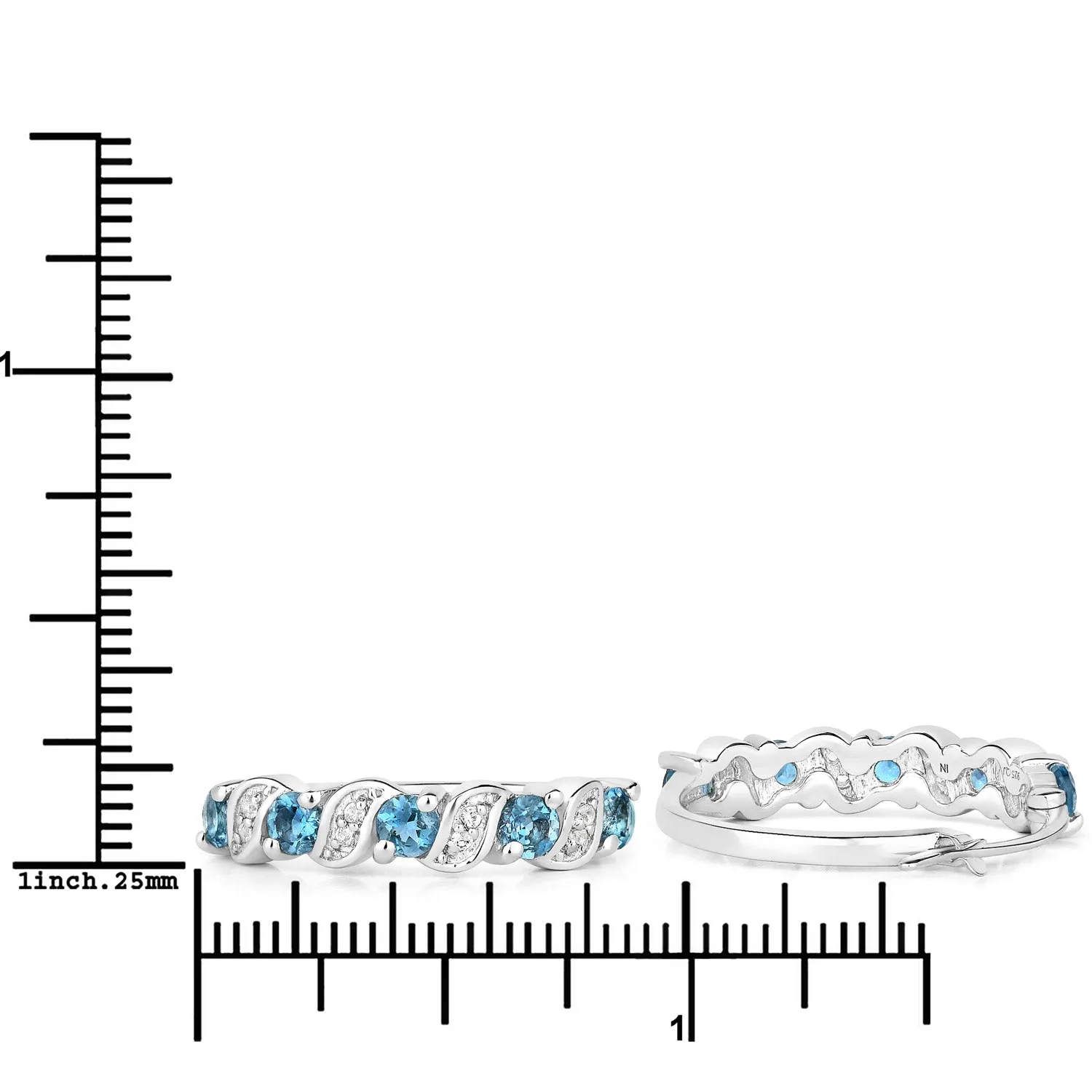 Genuine London Blue Topaz Hoop Earrings