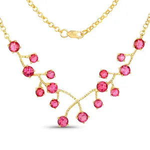 Genuine Pink Topaz BIB Silver Necklace