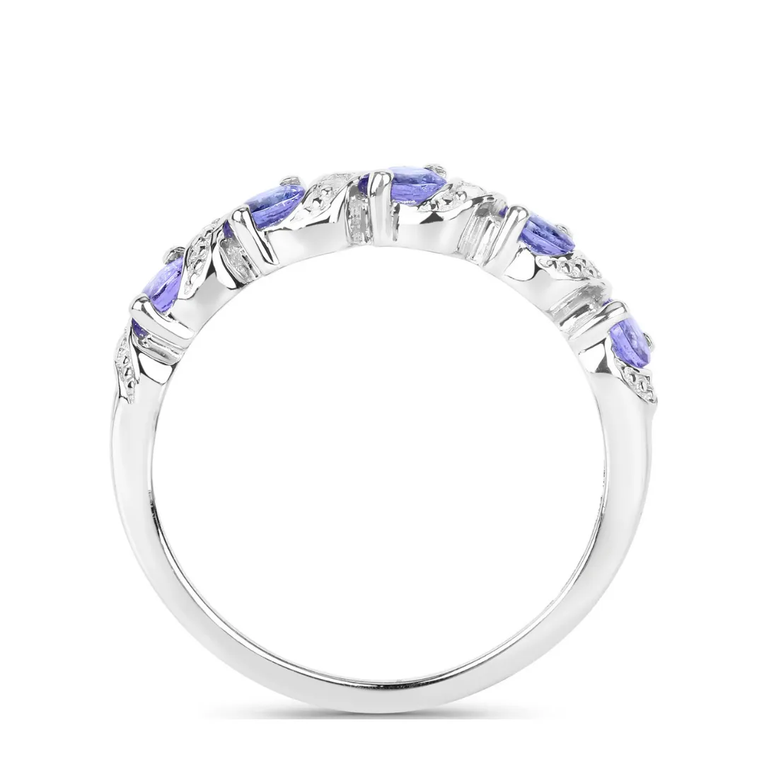 Genuine Violet Tanzanite 5 Stone Ring