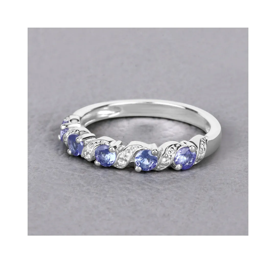 Genuine Violet Tanzanite 5 Stone Ring