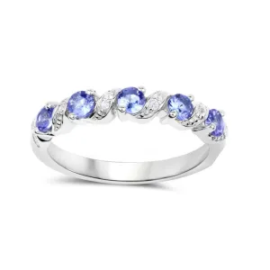 Genuine Violet Tanzanite 5 Stone Ring