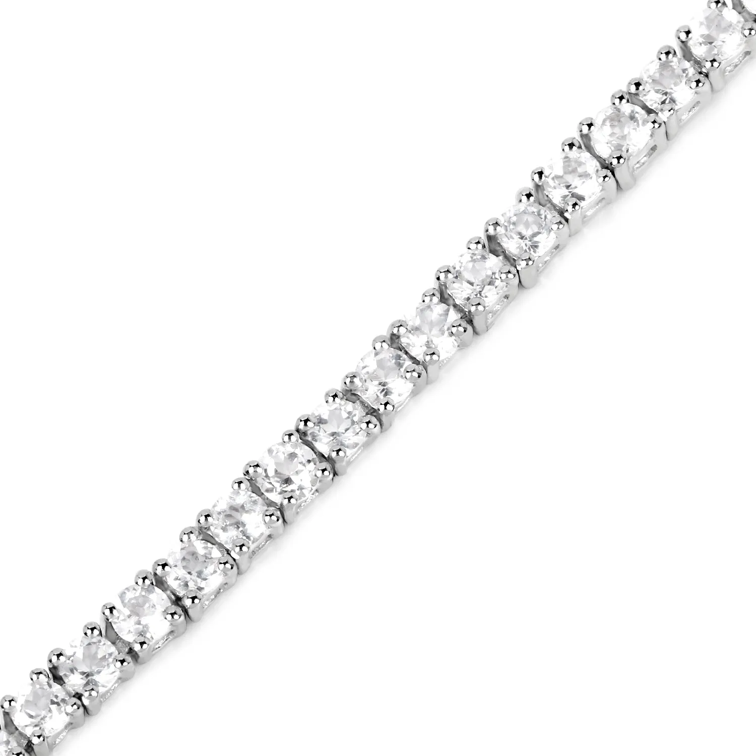 Genuine White Topaz Tennis Bracelet Silver