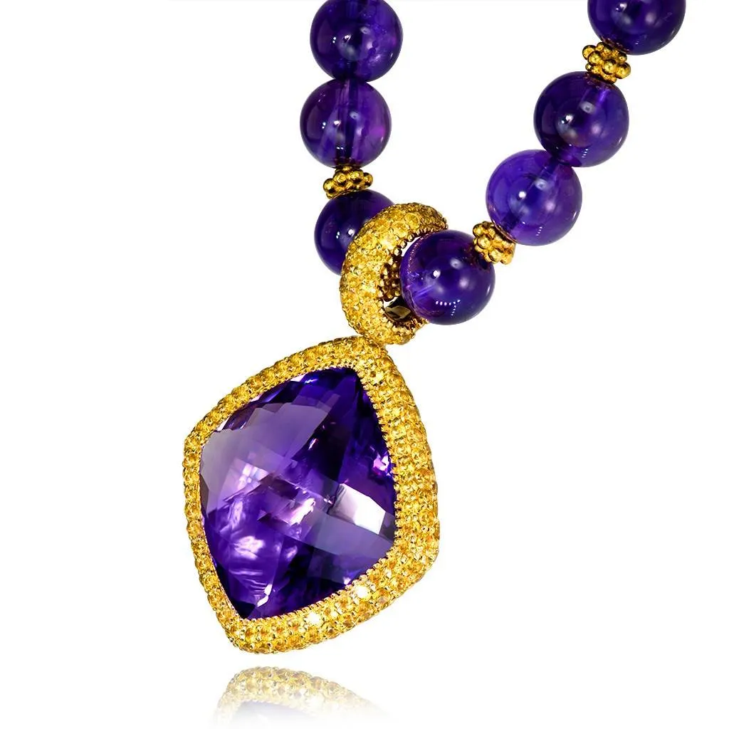 Gold Royal Pendant/Necklace with Amethyst & Sapphires