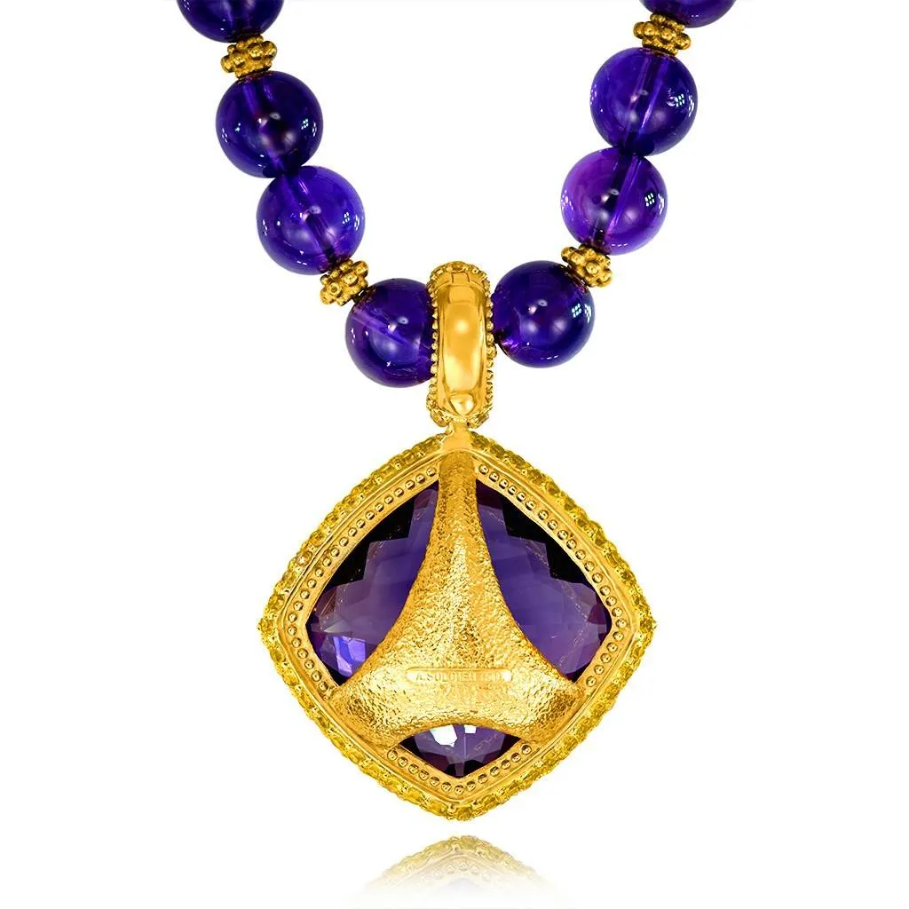 Gold Royal Pendant/Necklace with Amethyst & Sapphires