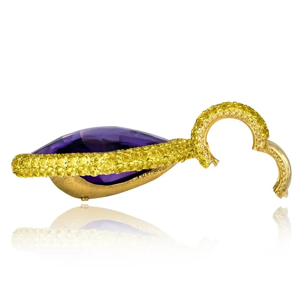 Gold Royal Pendant/Necklace with Amethyst & Sapphires