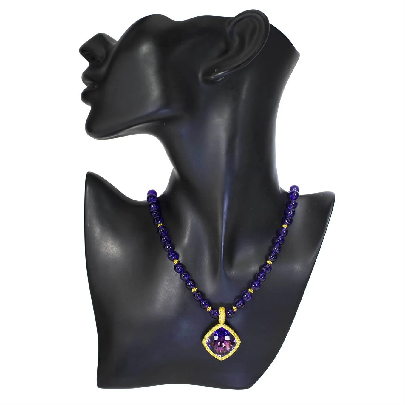 Gold Royal Pendant/Necklace with Amethyst & Sapphires
