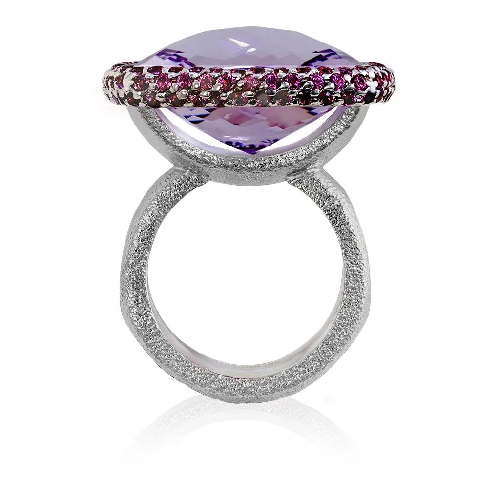 Gold Royal Ring with Amethyst & Lavender Garnets