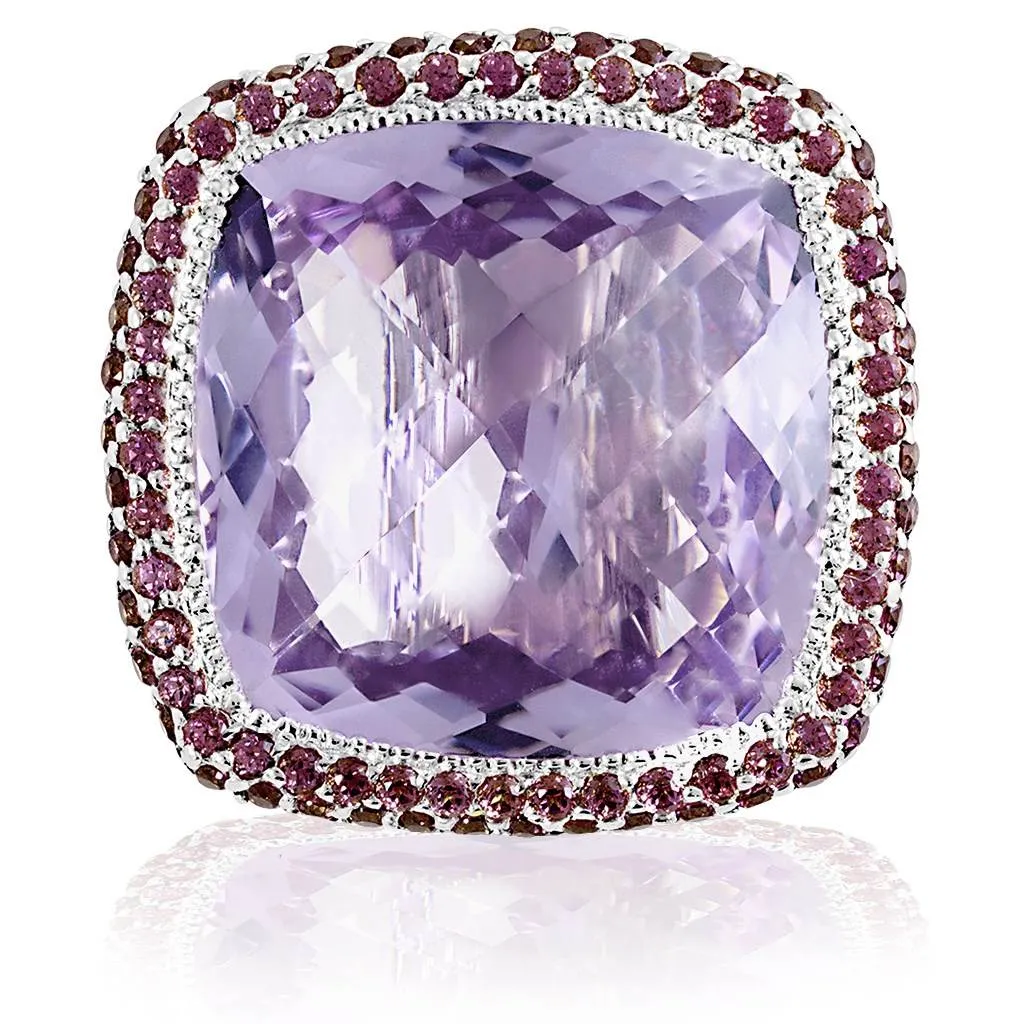 Gold Royal Ring with Amethyst & Lavender Garnets