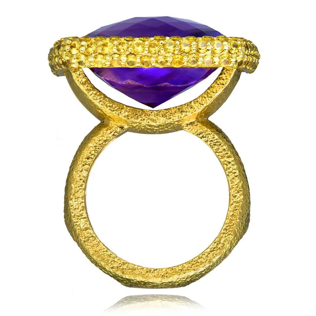 Gold Royal Ring with Amethyst & Yellow Sapphires