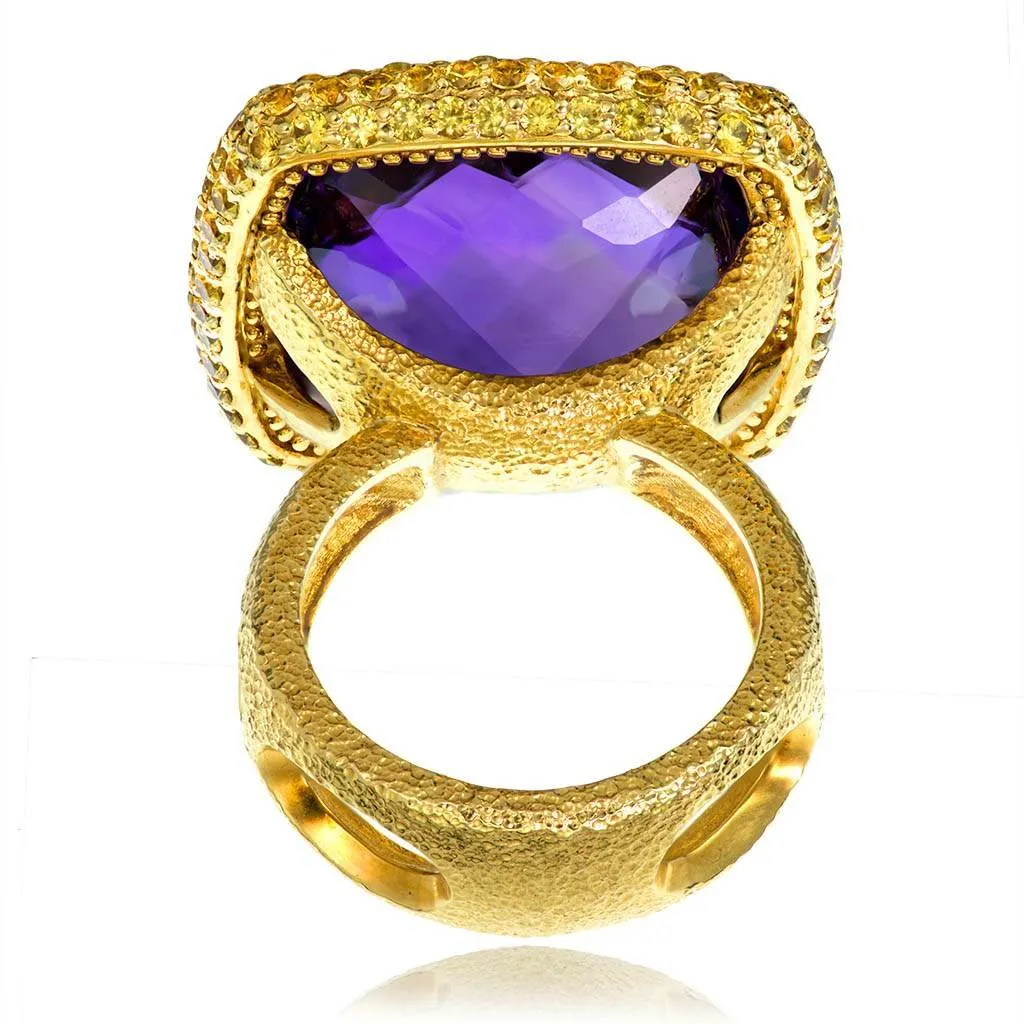 Gold Royal Ring with Amethyst & Yellow Sapphires