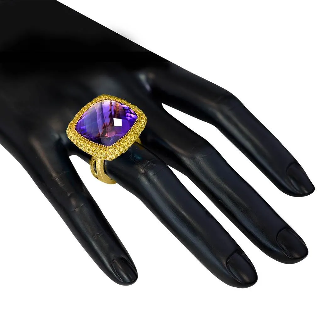 Gold Royal Ring with Amethyst & Yellow Sapphires