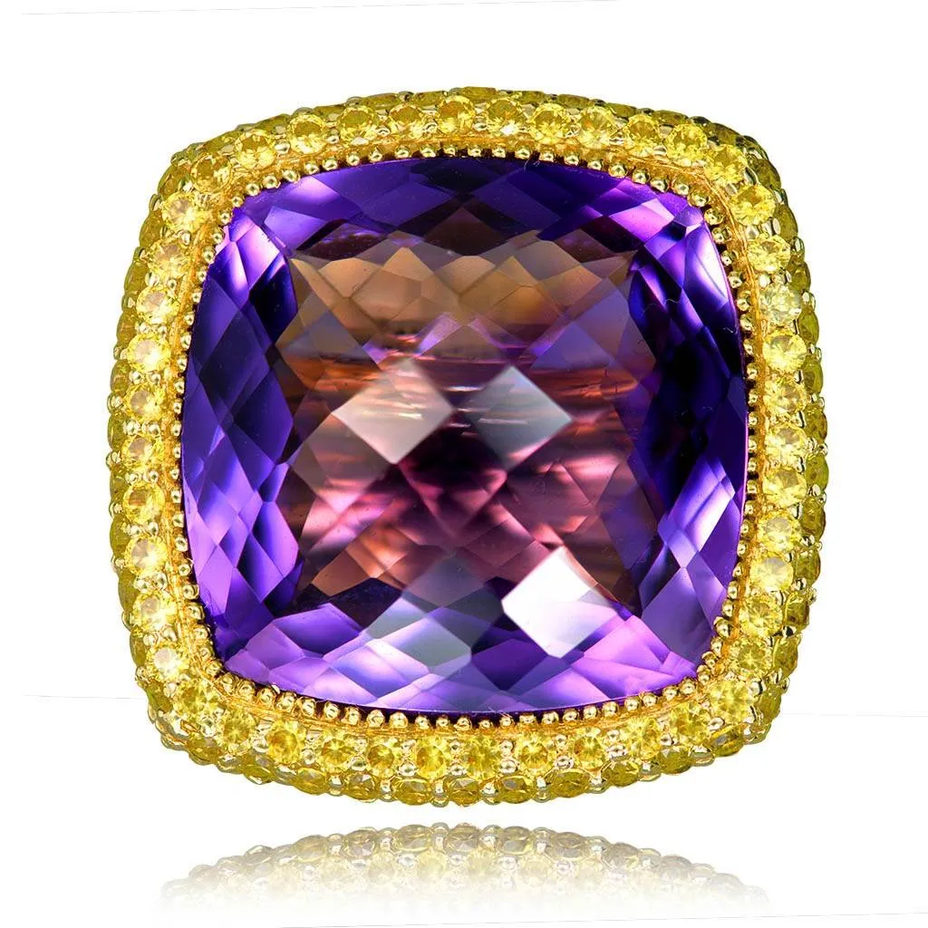 Gold Royal Ring with Amethyst & Yellow Sapphires