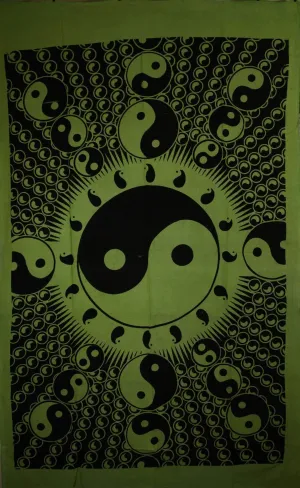 Green Floating Yin Yang Tapestry