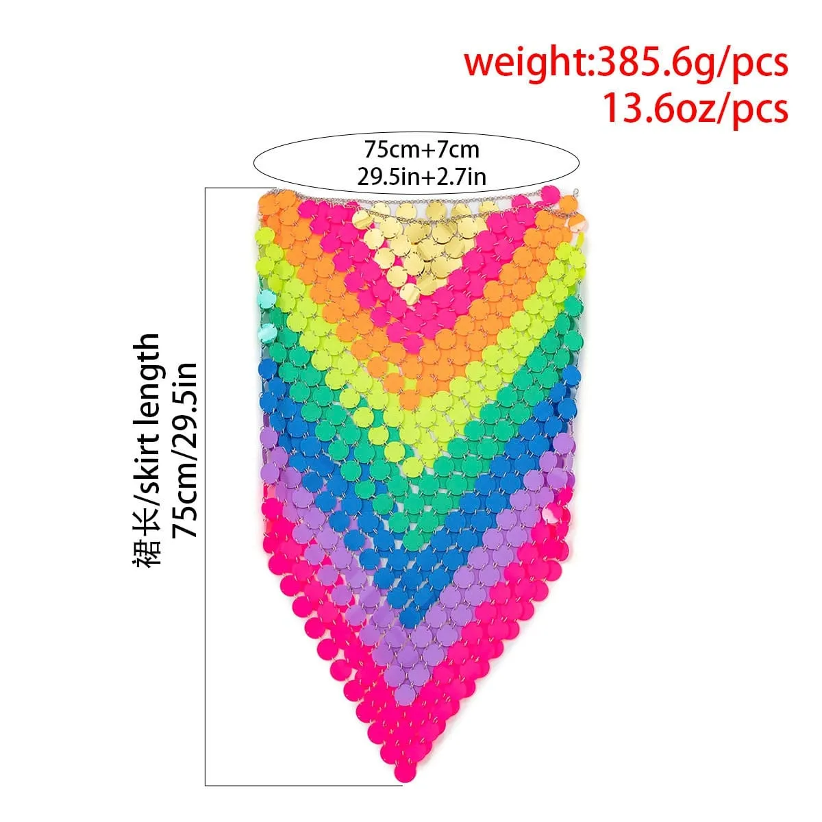 Handmade Rhombic Colorful Glitter Sequins Patchwork Strappy Nightclub Party Skirt