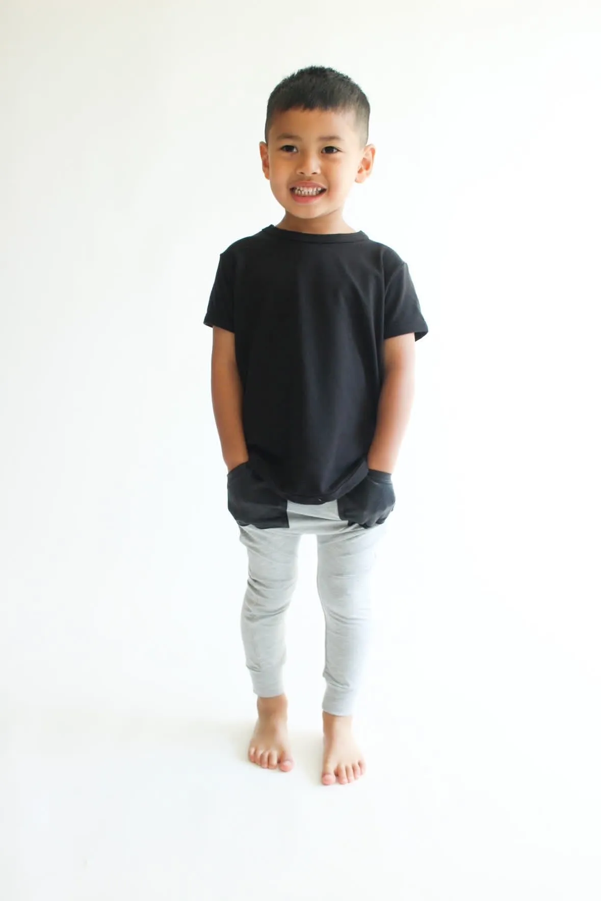 Harem Joggers - Grey/Leather