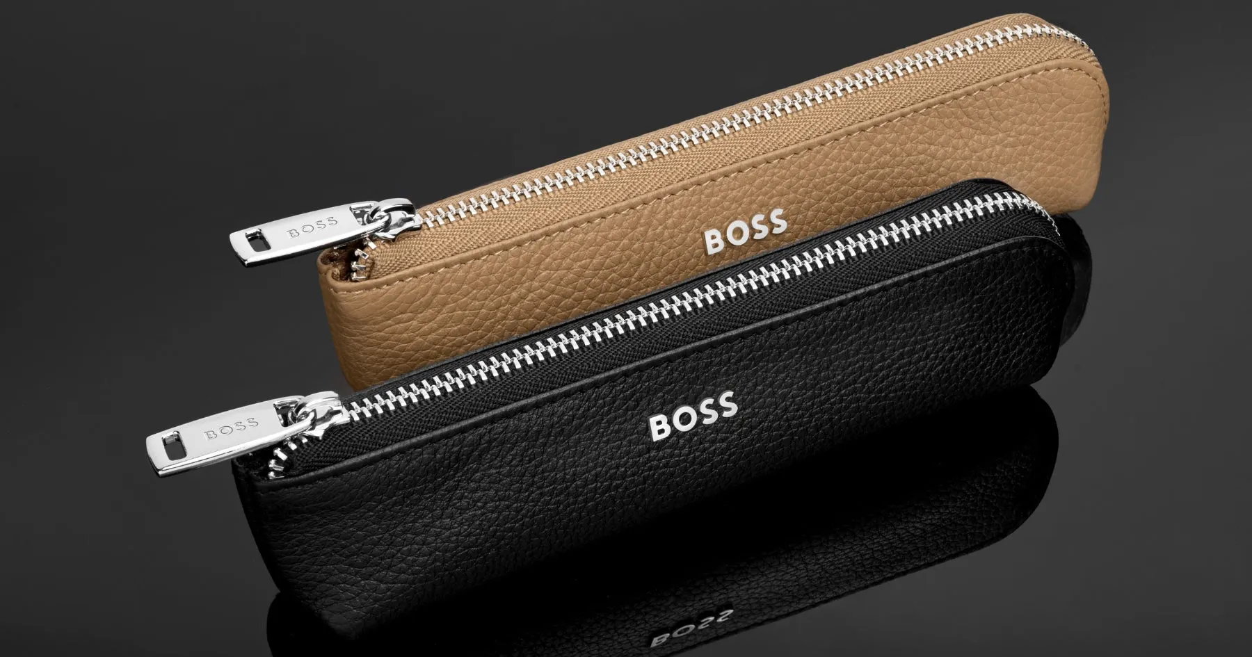 HUGO BOSS HLS417X - Small pen case Classic Grained Camel