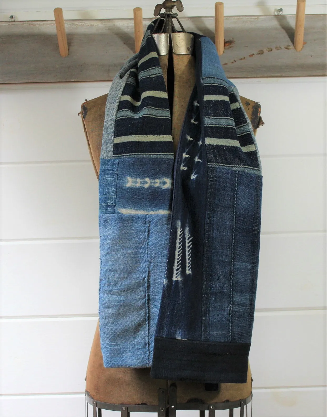 Indigo Shibori Patchwork Scarve