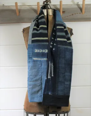 Indigo Shibori Patchwork Scarve