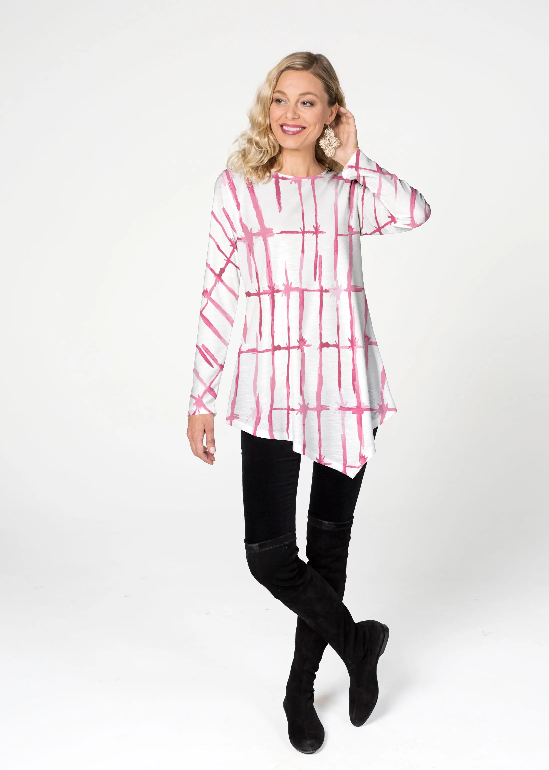 Knotted Pink (7897) ~ Asymmetrical French Terry Tunic