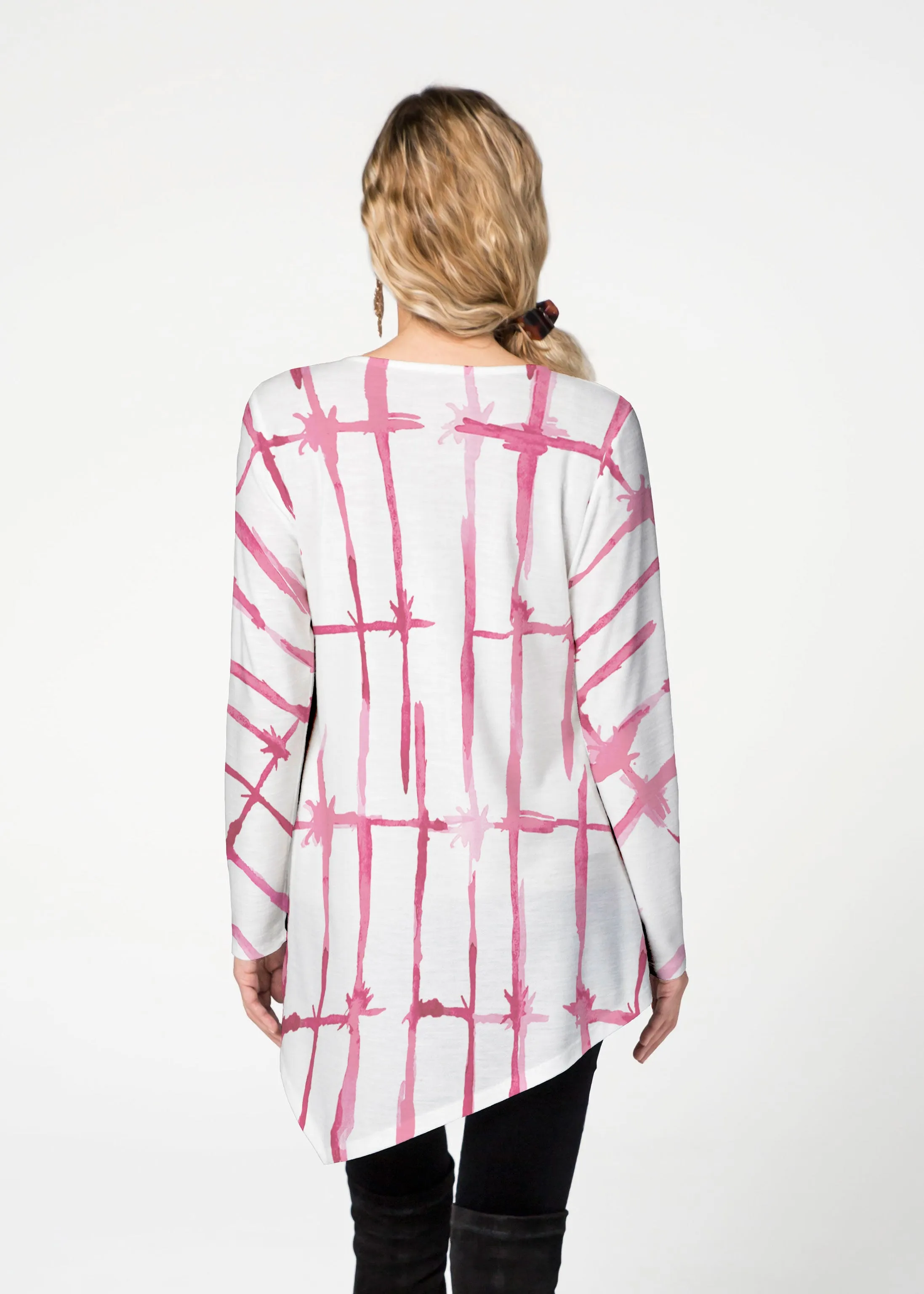 Knotted Pink (7897) ~ Asymmetrical French Terry Tunic
