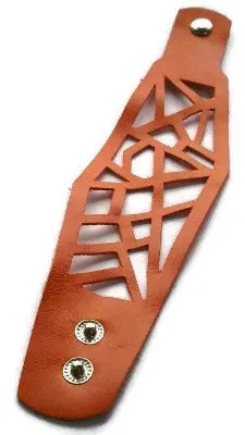 Leather Cuff. Orange Barcelona Leather cuff. Reclaimed Leather. Leather wrist band.