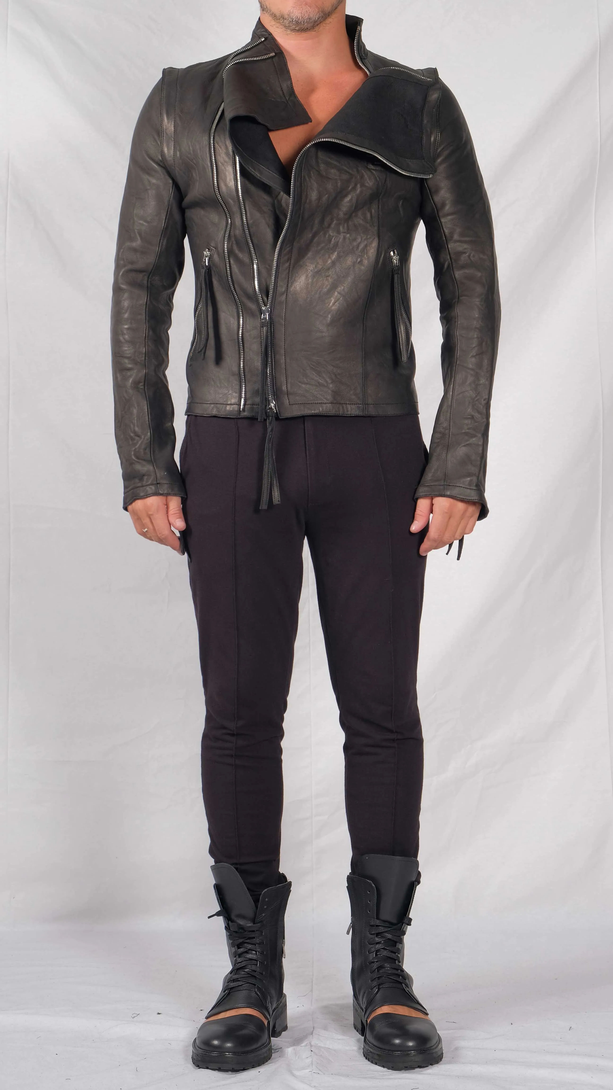 Leather Jacket with Zippers
