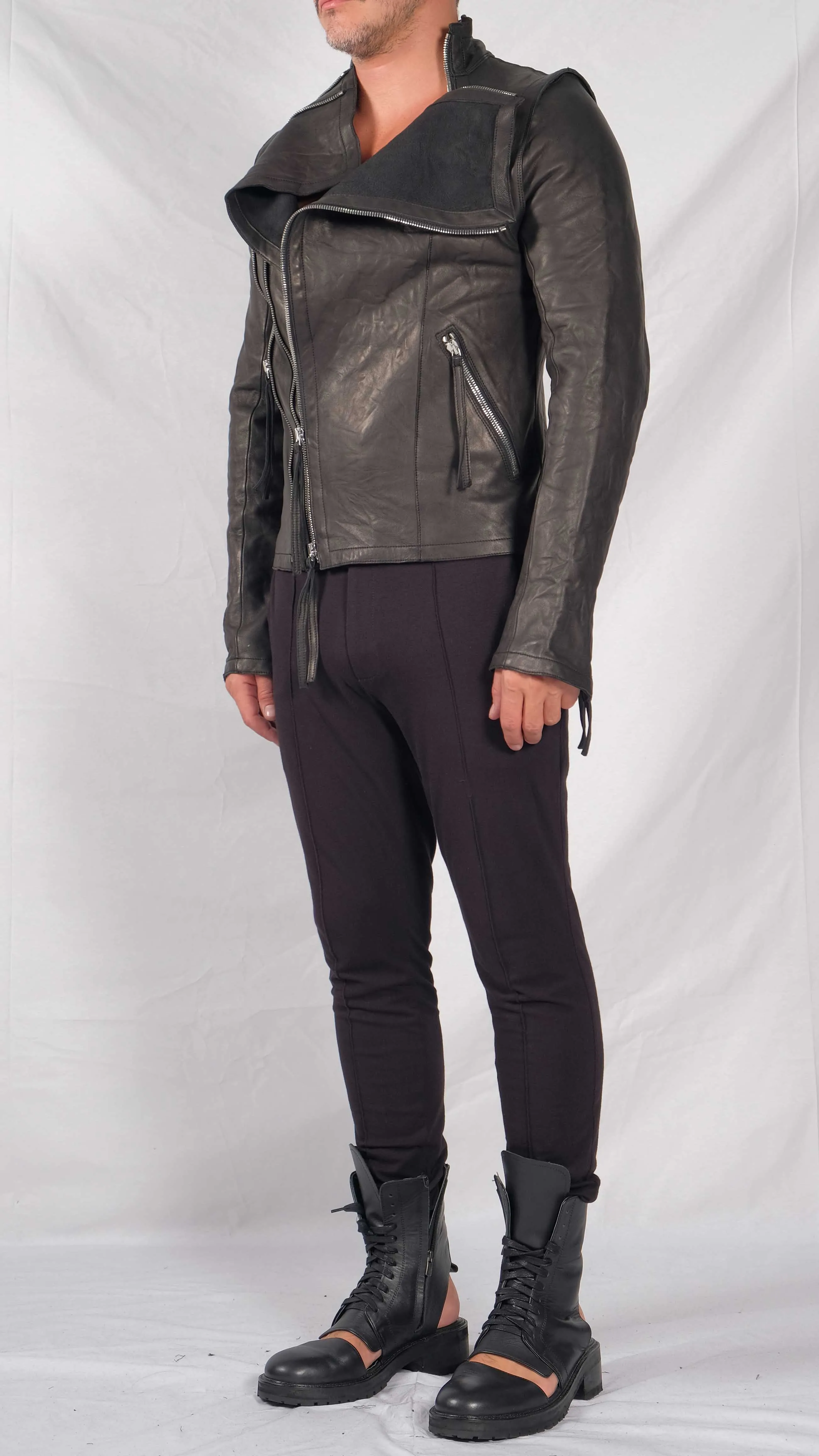 Leather Jacket with Zippers