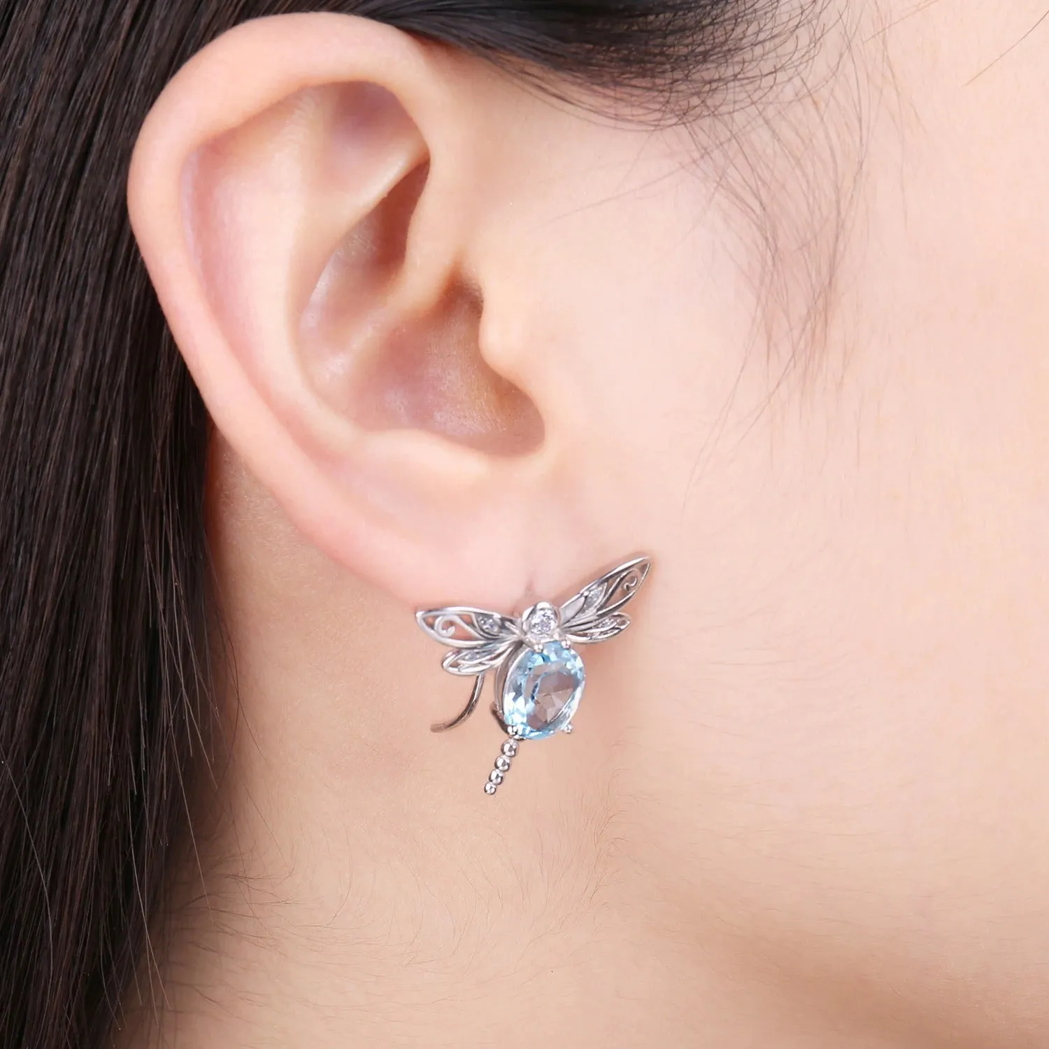 Light Blue Dragonfly Earrings