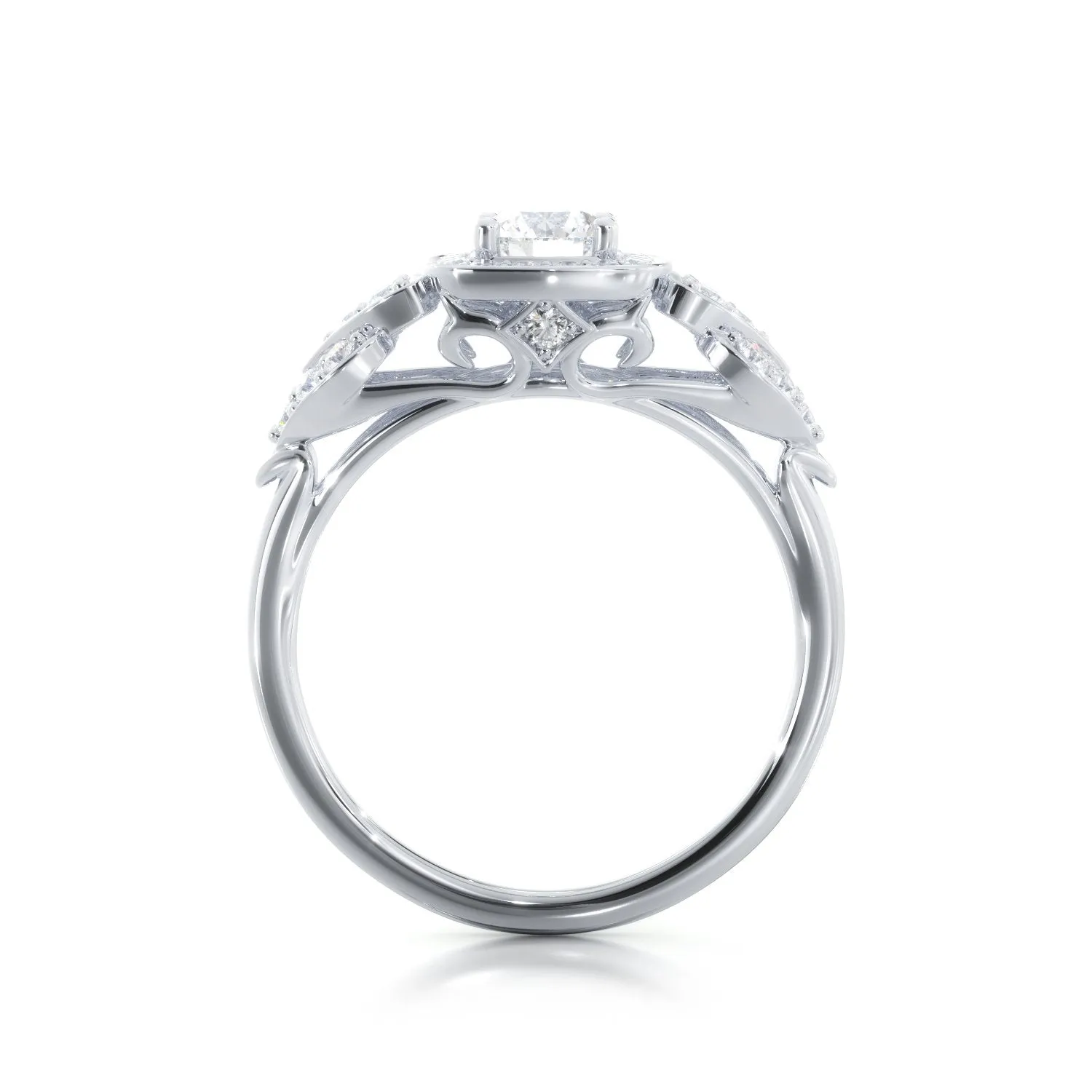 Lighthouse Pav'e Natural Round  Diamond Engagement Ring