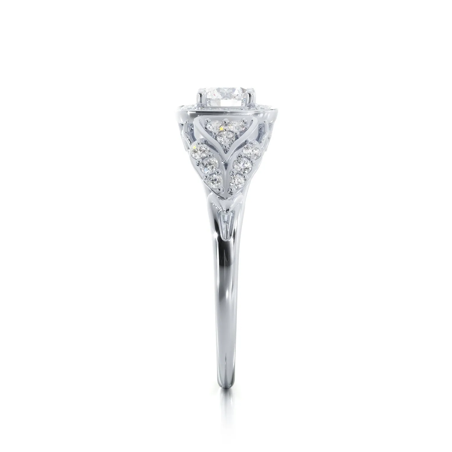 Lighthouse Pav'e Natural Round  Diamond Engagement Ring