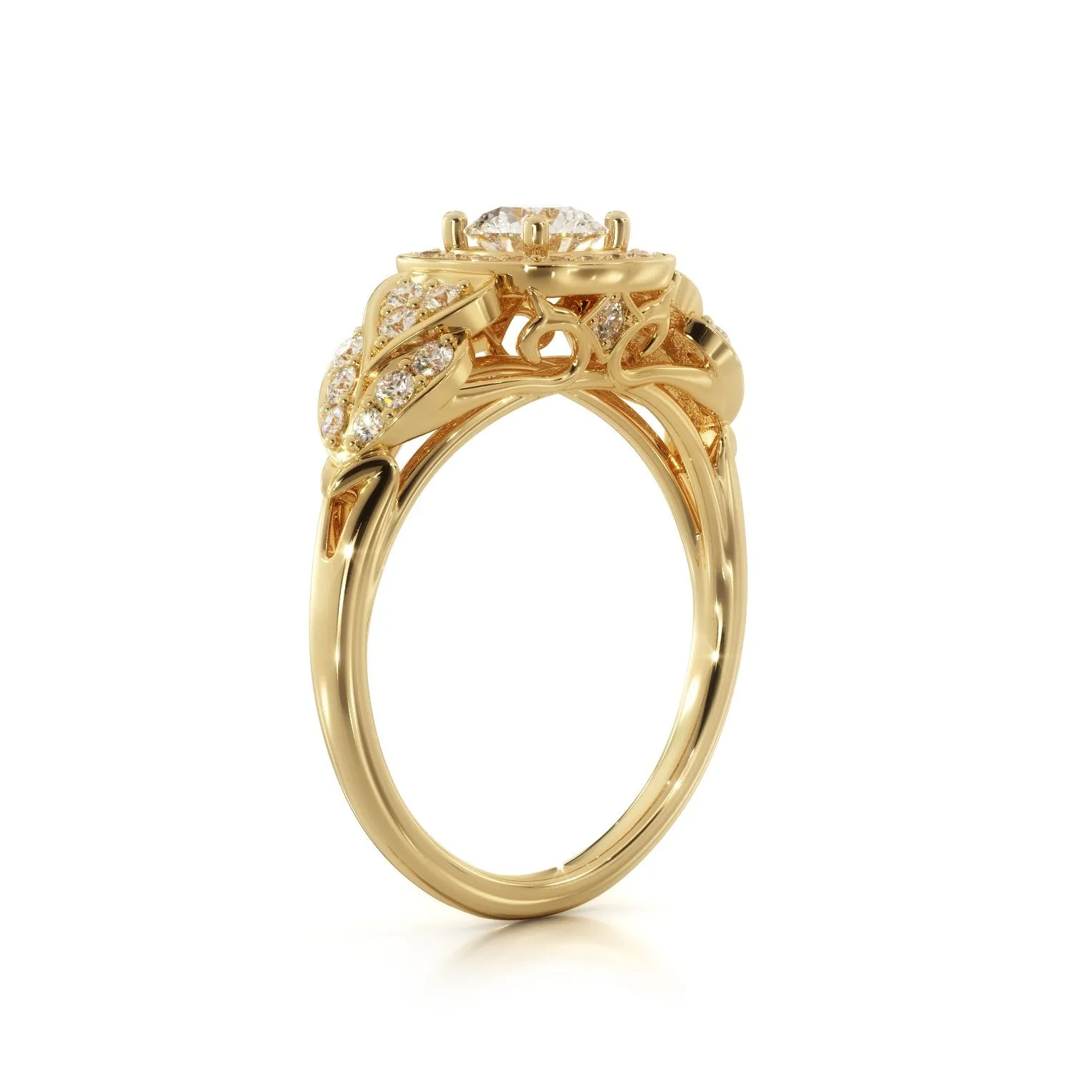 Lighthouse Pav'e Natural Round  Diamond Engagement Ring
