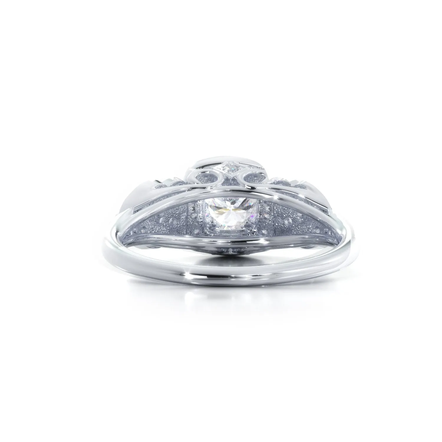 Lighthouse Pav'e Natural Round  Diamond Engagement Ring
