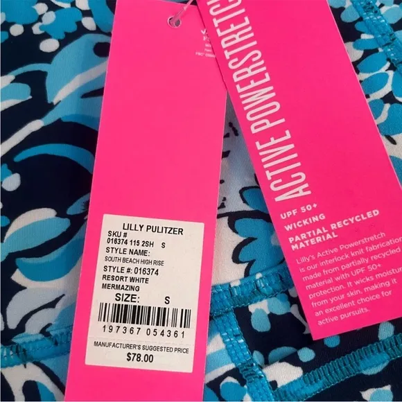 Lilly Pulitzer UPF 50  Luxletic 8&quot; SouthBeach High Rise Bike Short S NWT