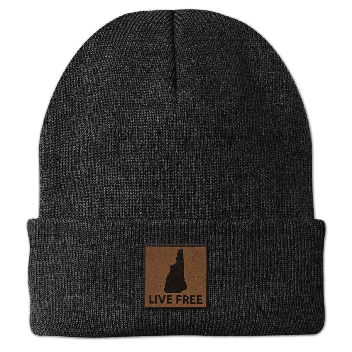 Live Free New Hampshire Leather Patch Cuff Knit