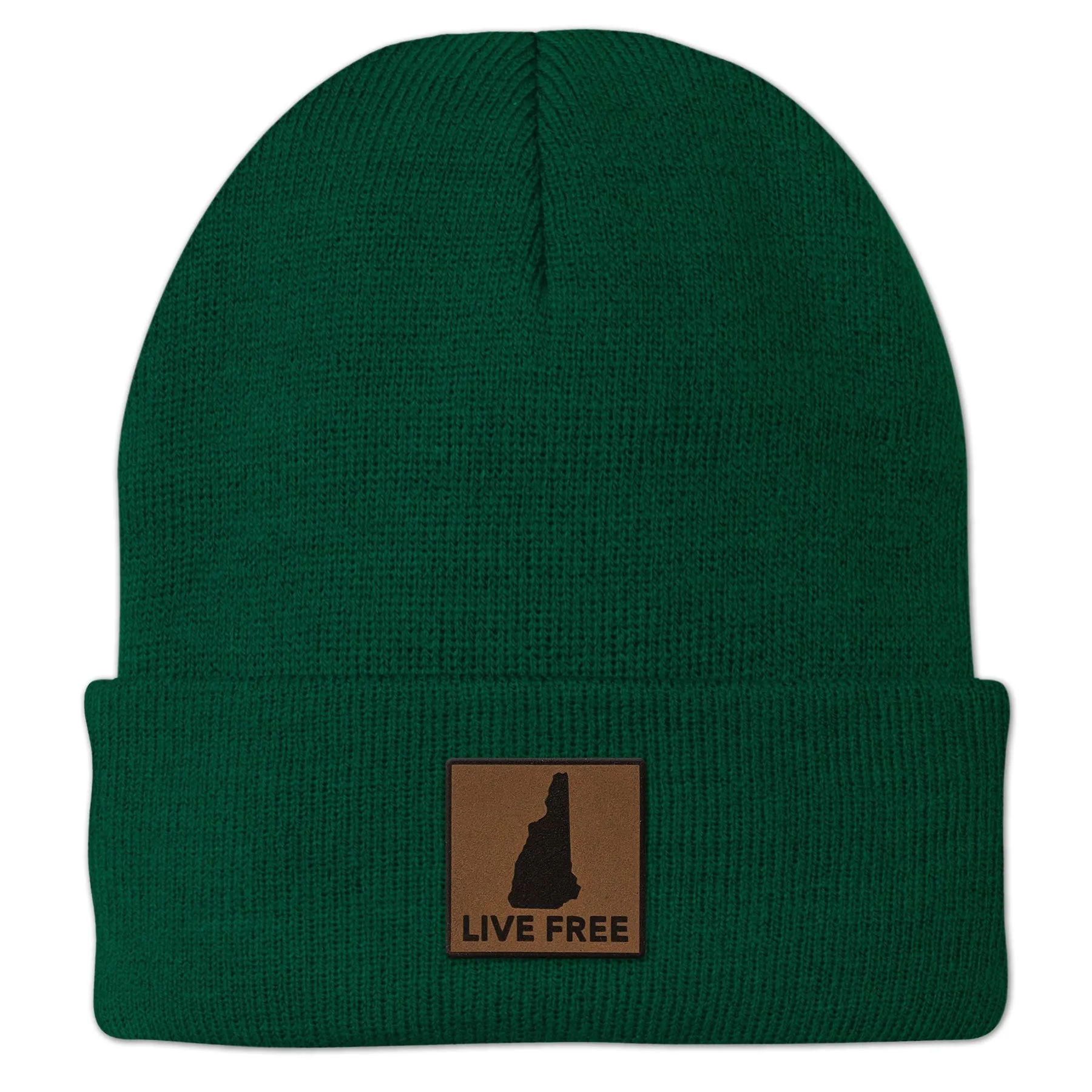 Live Free New Hampshire Leather Patch Cuff Knit