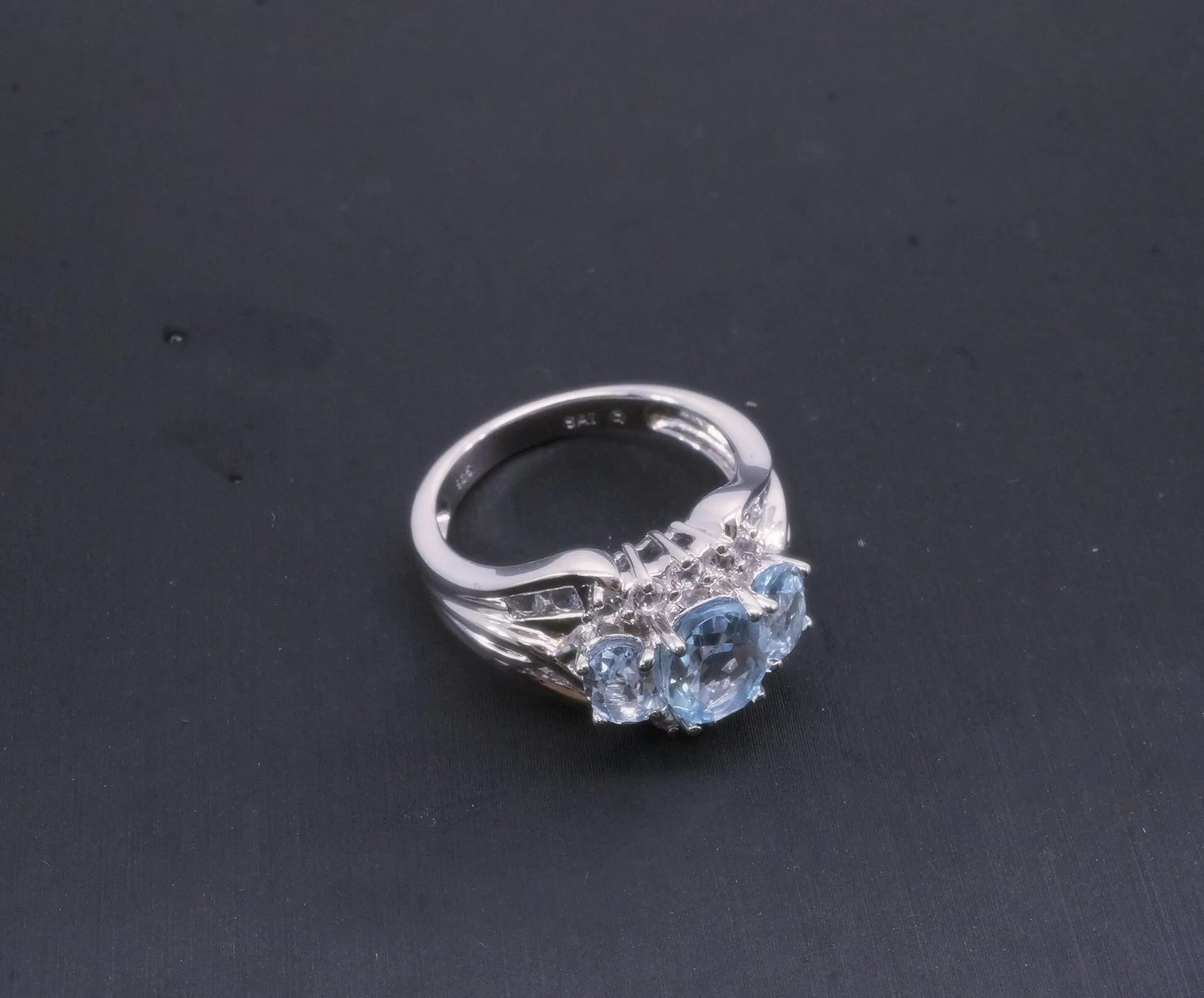 Luxury Natural Aquamarine Ring Sterling Silver - Multi Natural Blue Aquamarine Engagement Ring - High Quality White Sapphire Anniversary