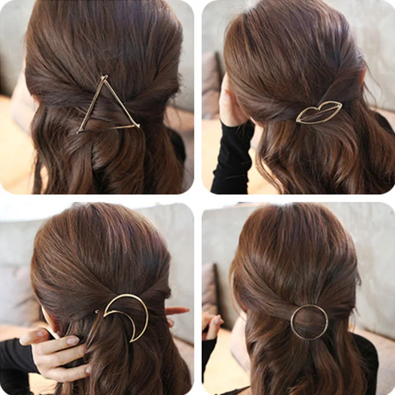 M MISM New Brand Hairpins Triangle Moon Hair Pin Jewelry Lip Round Hair Clip For Women Girl Hairgrip Hair Accessories