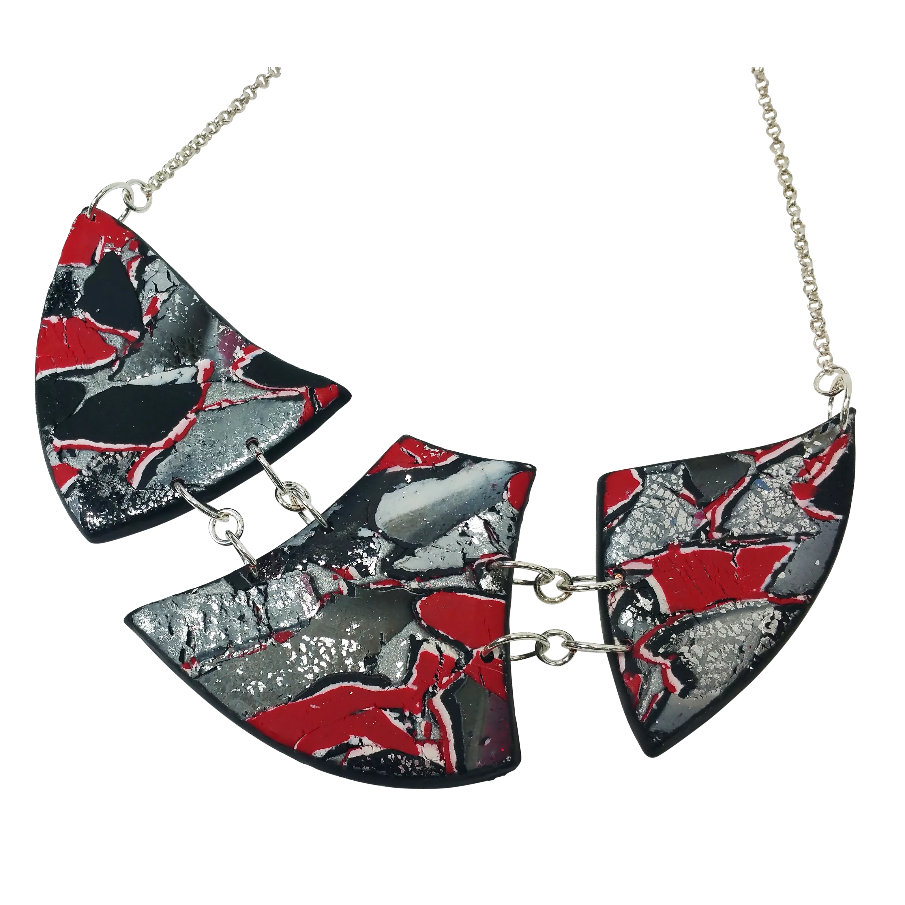 Marbled and Mosaic 3 Piece w/Link Necklace - Scarlett