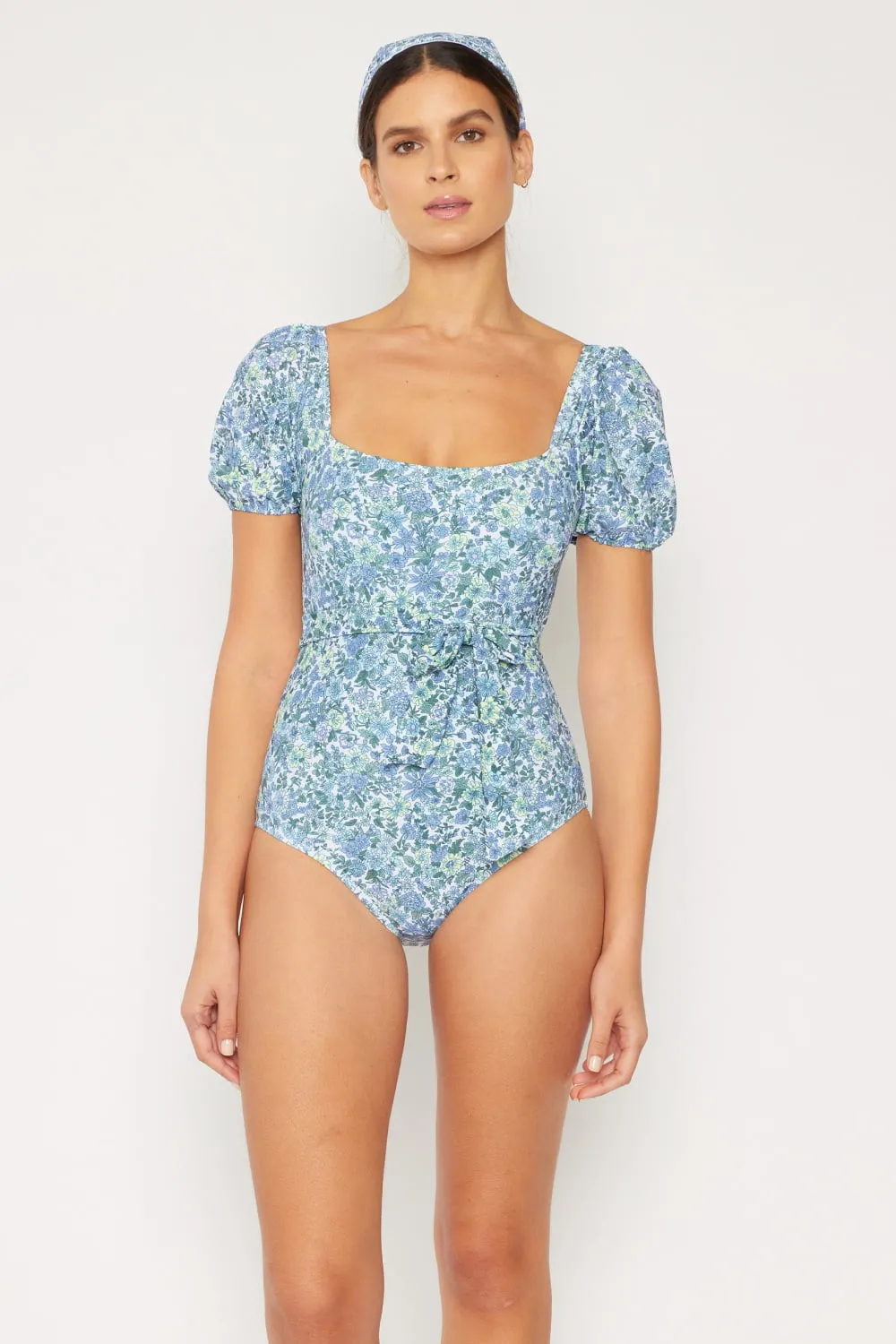 Marina West Swim Salty Air Puff Sleeve One-Piece in Blue