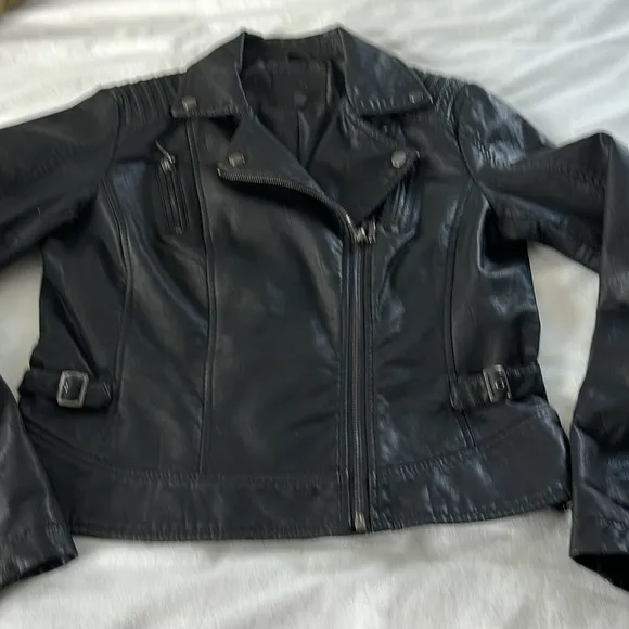 Max Studio Faux Leather Jacket Black Medium