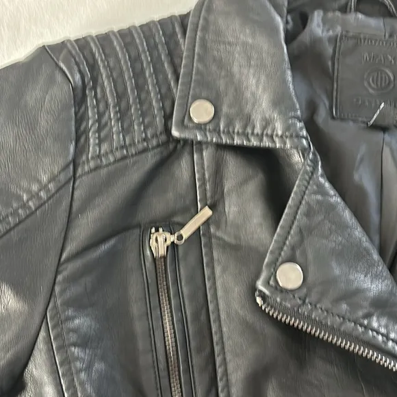 Max Studio Faux Leather Jacket Black Medium