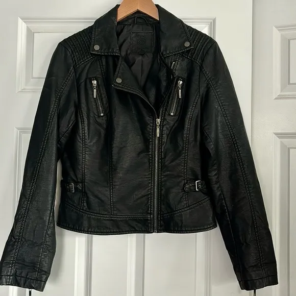 Max Studio Faux Leather Jacket Black Medium