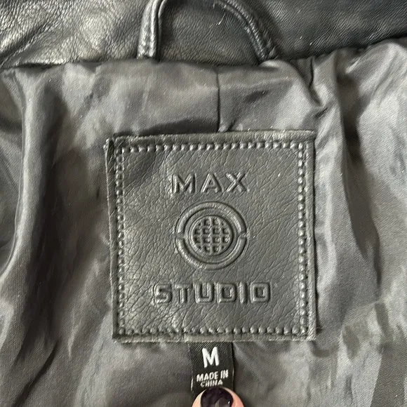 Max Studio Faux Leather Jacket Black Medium