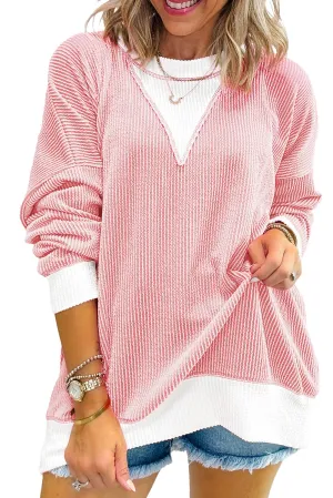 Meant To Be Peach Blossom Corded Colorblock Top