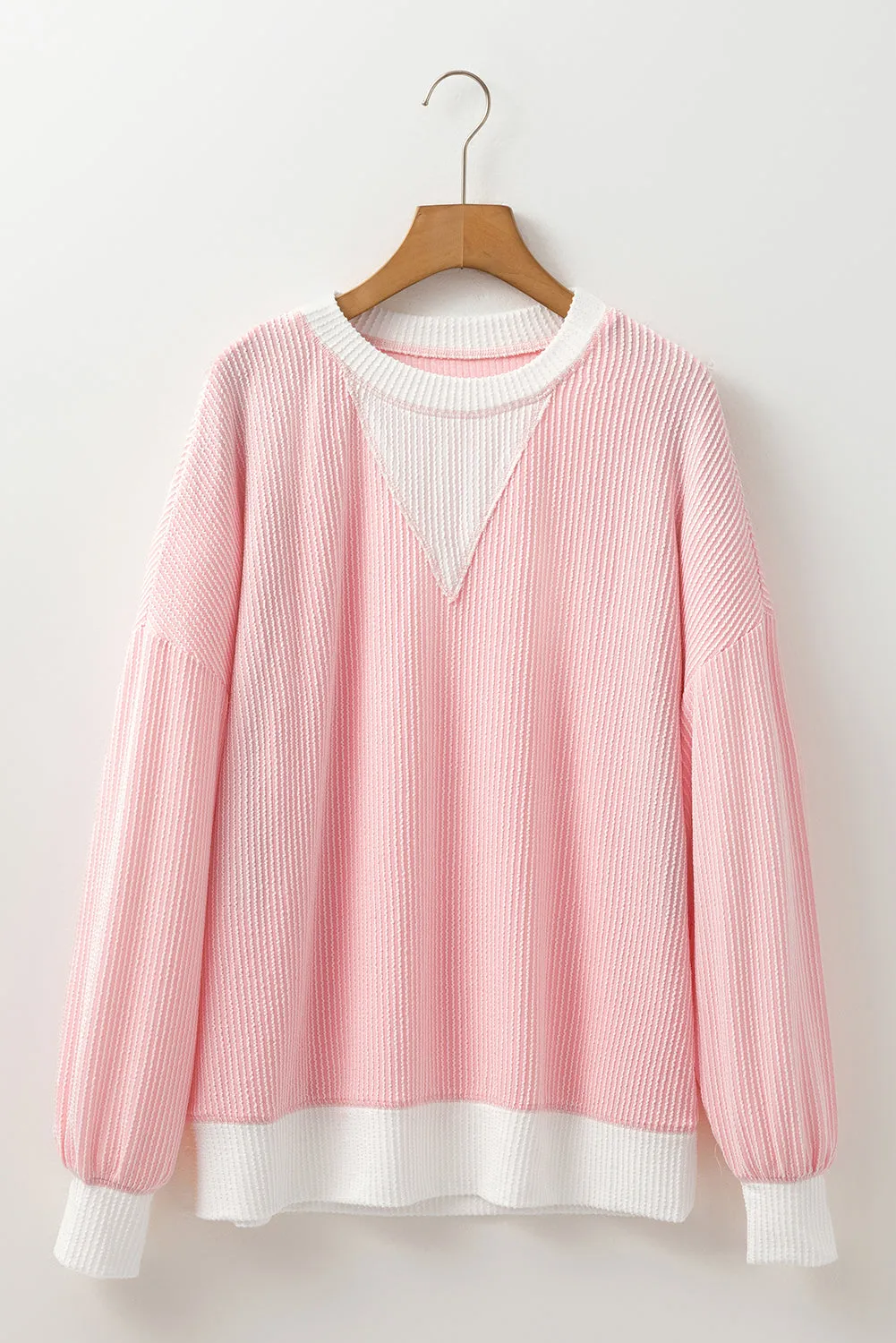 Meant To Be Peach Blossom Corded Colorblock Top