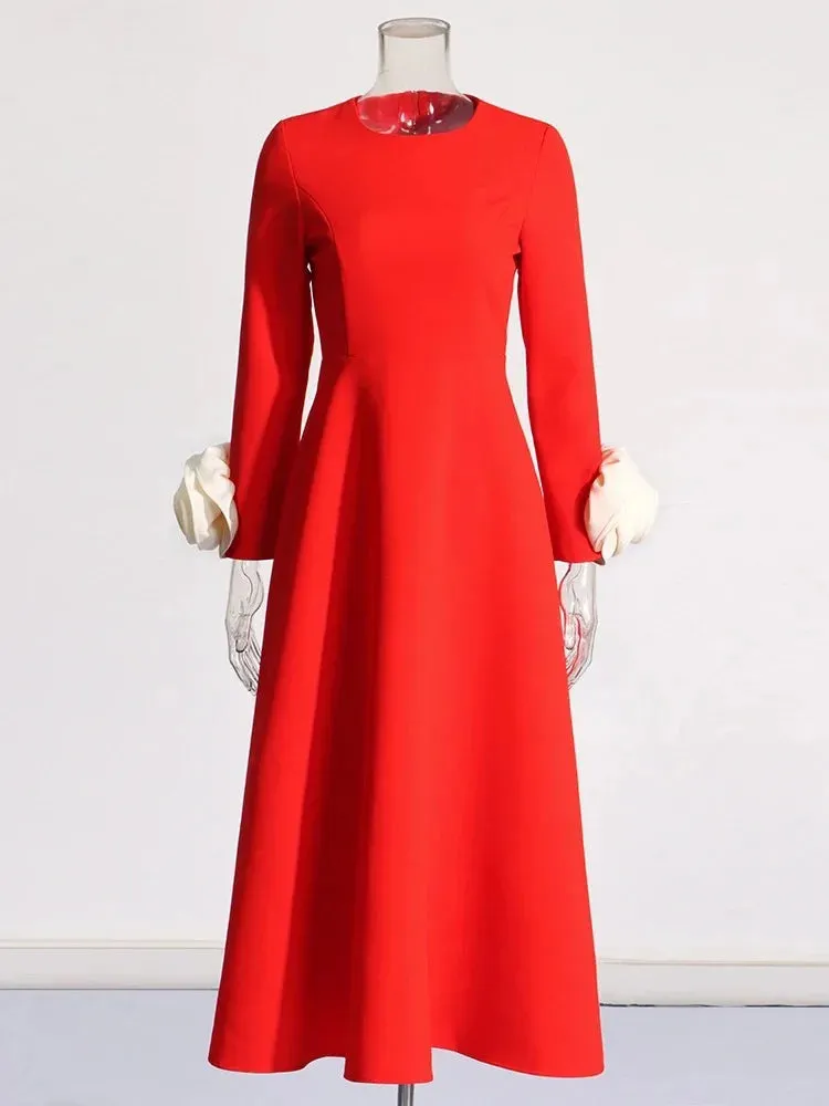 Melissa Slimming Patchwork Appliques Dress