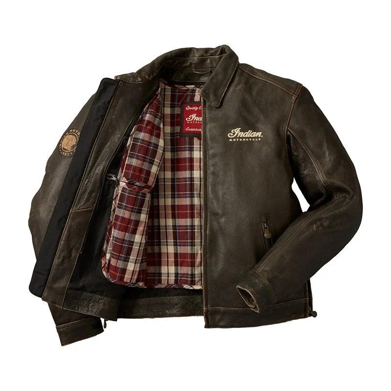 Men's Leather Classic Riding Jacket with Removable Lining, Dark Brown